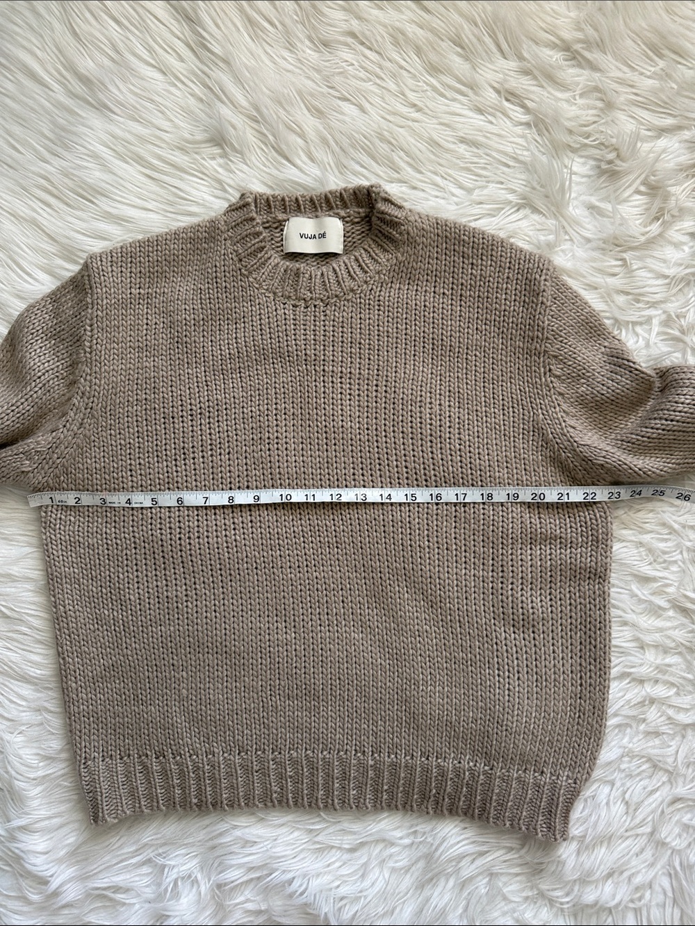 Vuja Dé Beige 100% Wool Knit Sweater Size M-L - Picture 10 of 11